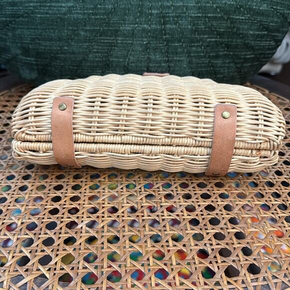 J. Crew Fan Natural Rattan Wicker Clutch Bag ASO Meghan Markle & Pippa Middleton - Picture 4 of 6
